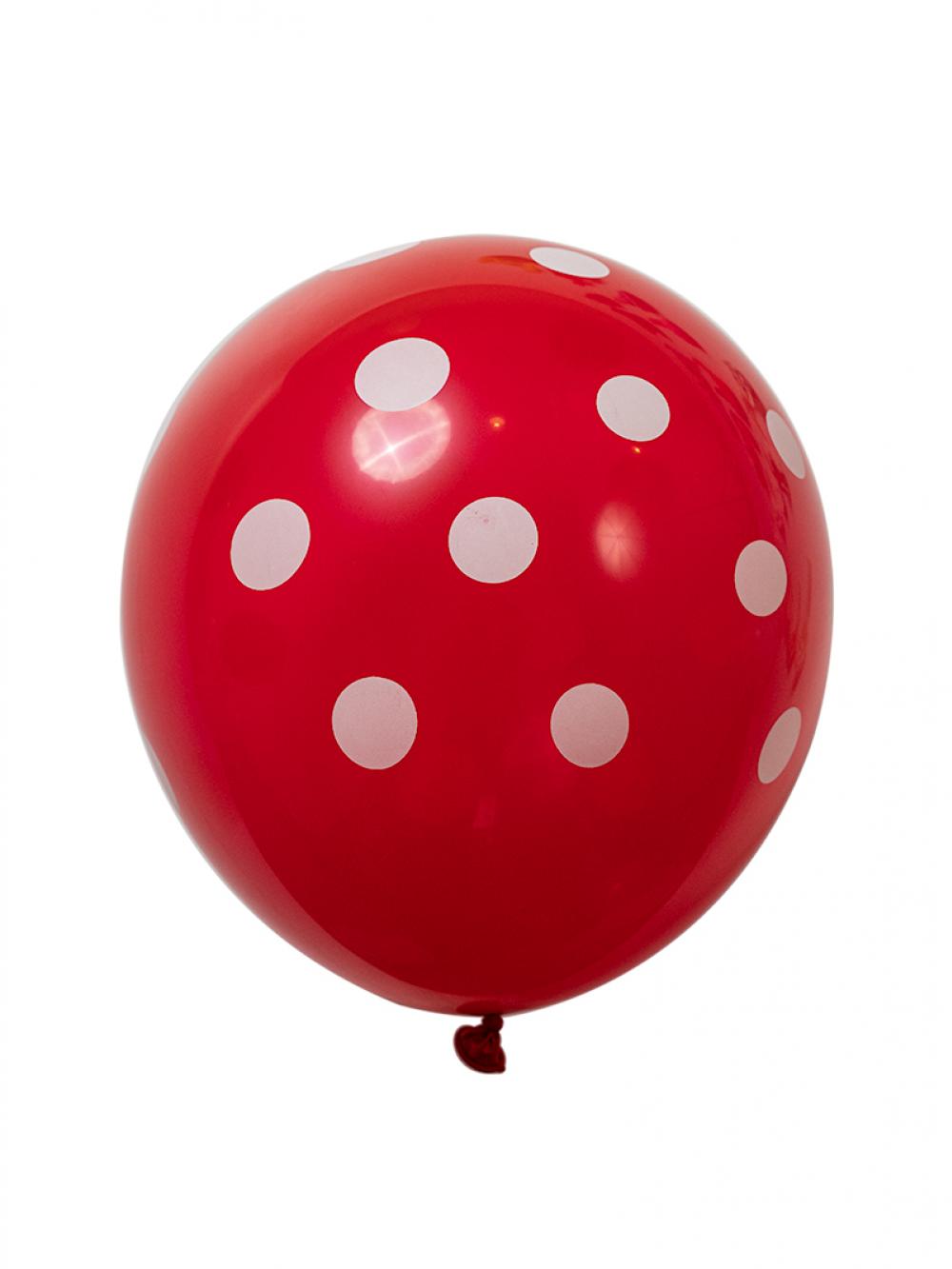 12 Inch Standard Polka Dot Balloons Red Balloon White Dot (100PCS)
