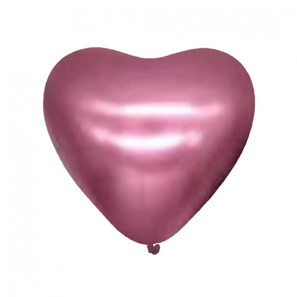 10 Inch Heart Shape Chrome Balloon Chrome Red  (10PCS)