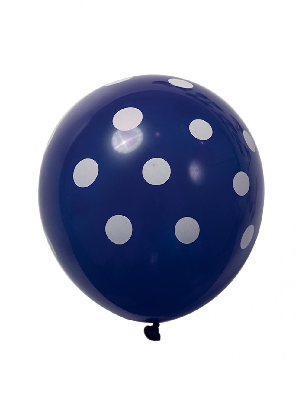 12 Inch Standard Polka Dot Balloons Royal Blue Balloon White Dot (10PCS)