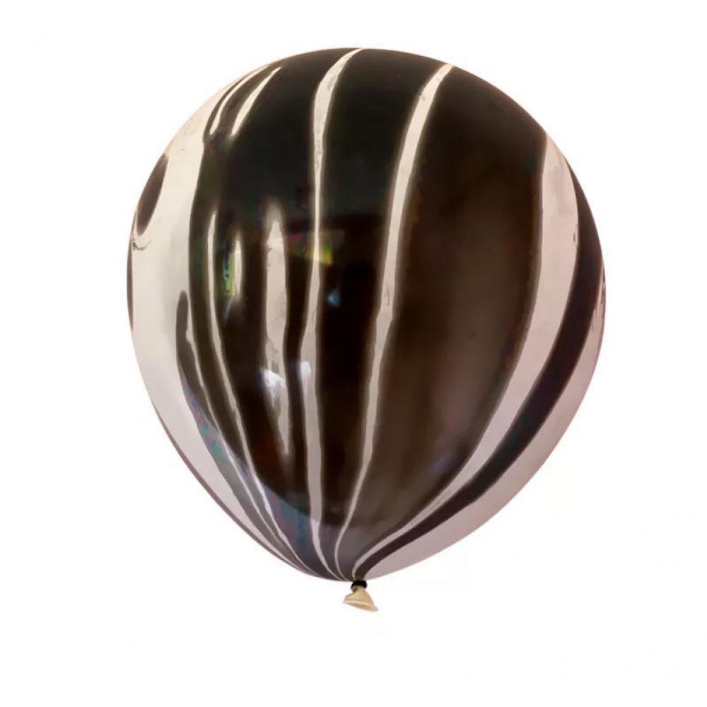12 Inch Design Marble Latex Balloons Black (10PCS)