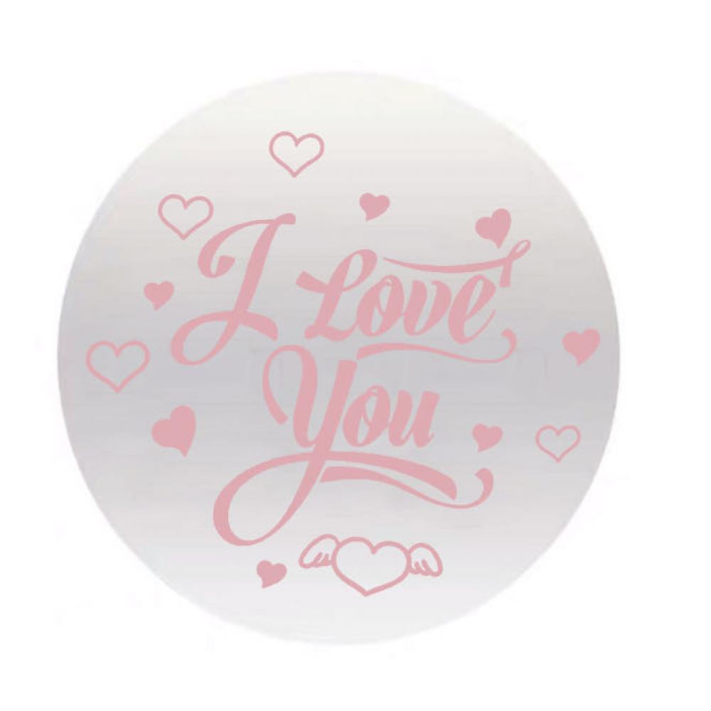 I Love you  Balloon Sticker Pink