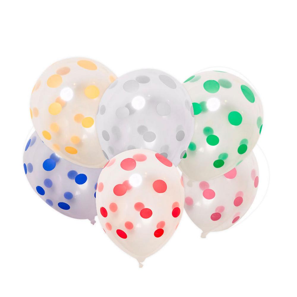 12 Inch Standard Polka Dot Balloons Clear Balloon Mixed Dot (100PCS)