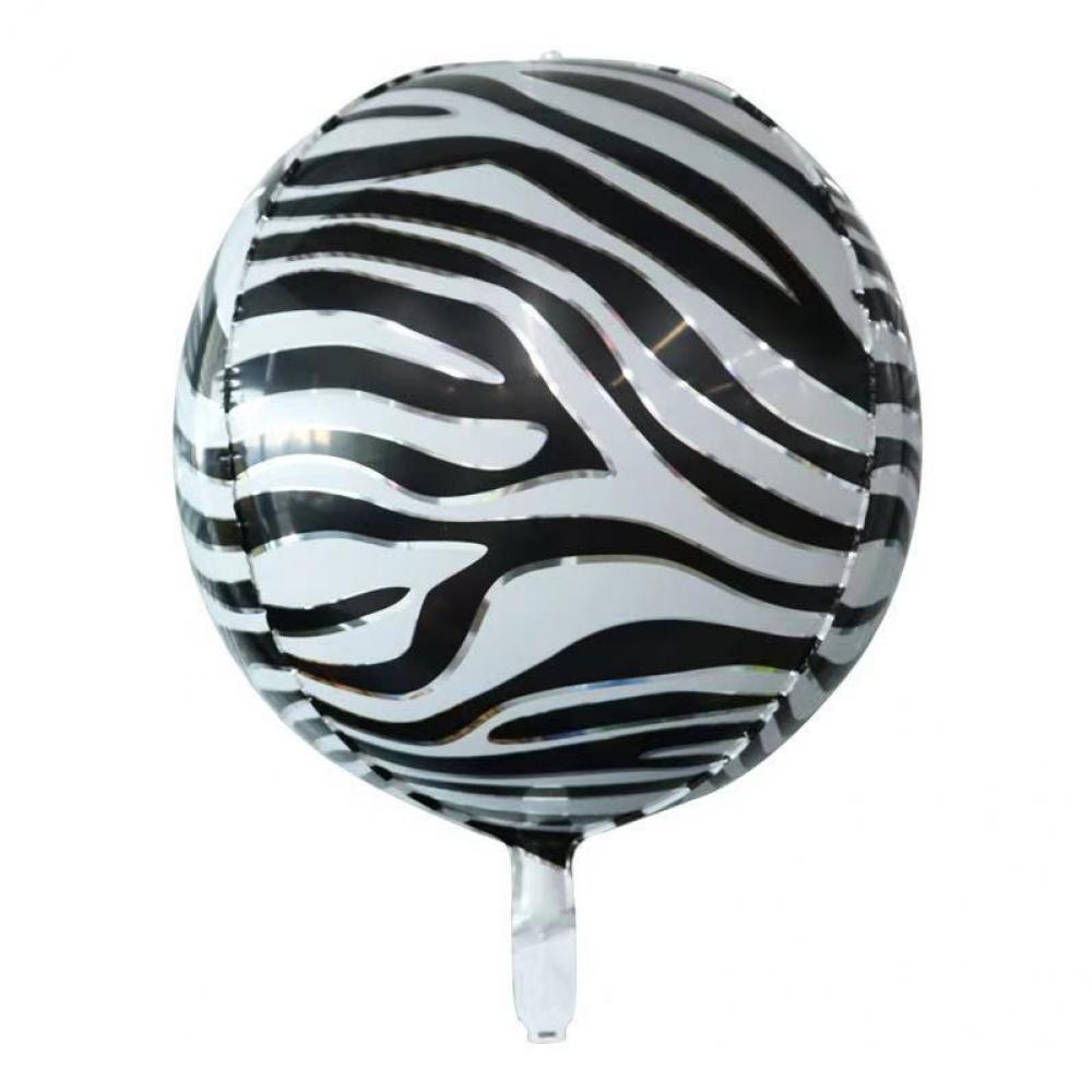 22 Inch 4D Round  Shape Foil Balloon Zebra Pattern (1PCS)