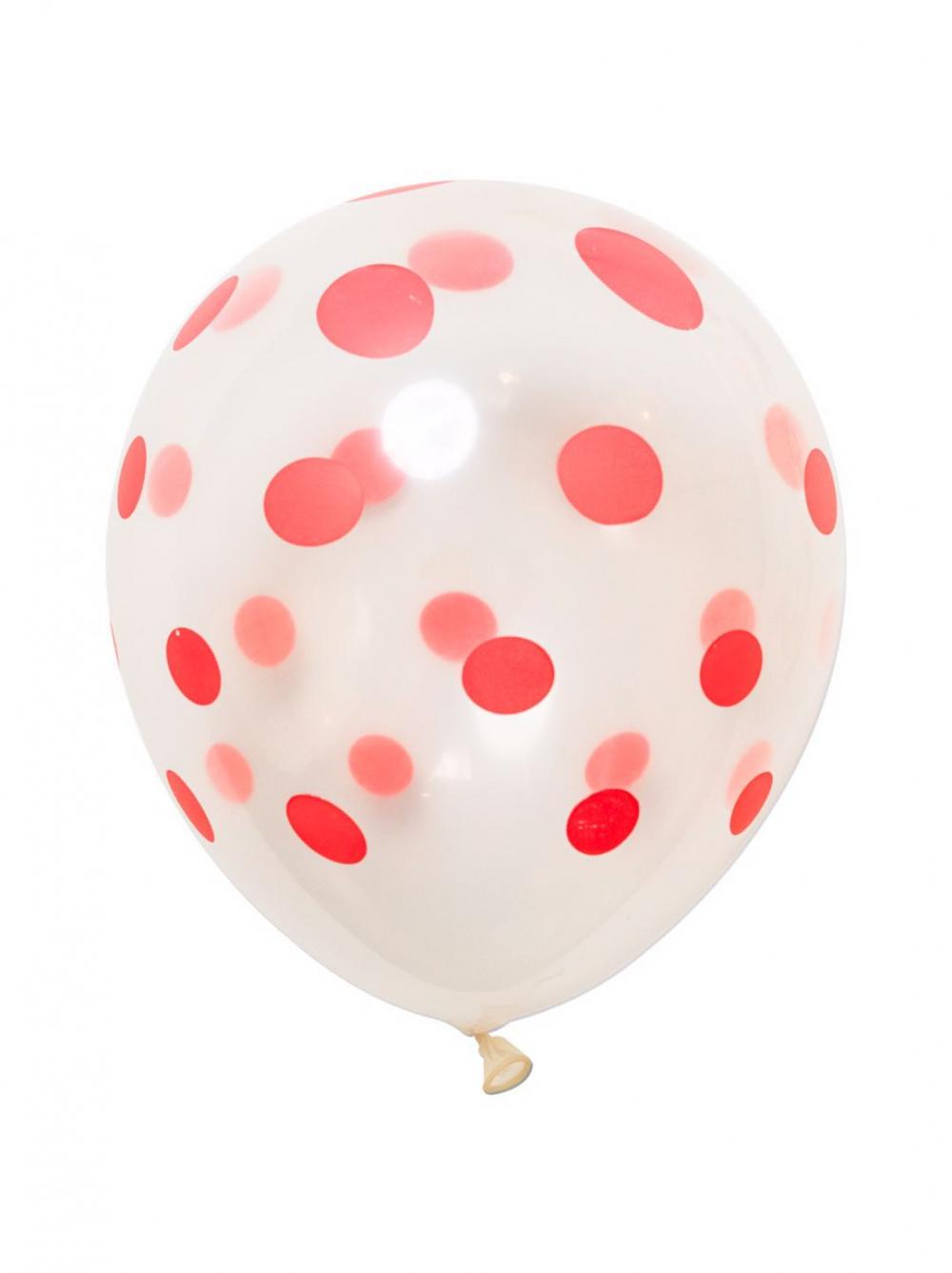 12 Inch Standard Polka Dot Balloons Clear Balloon Red Dot (100PCS)