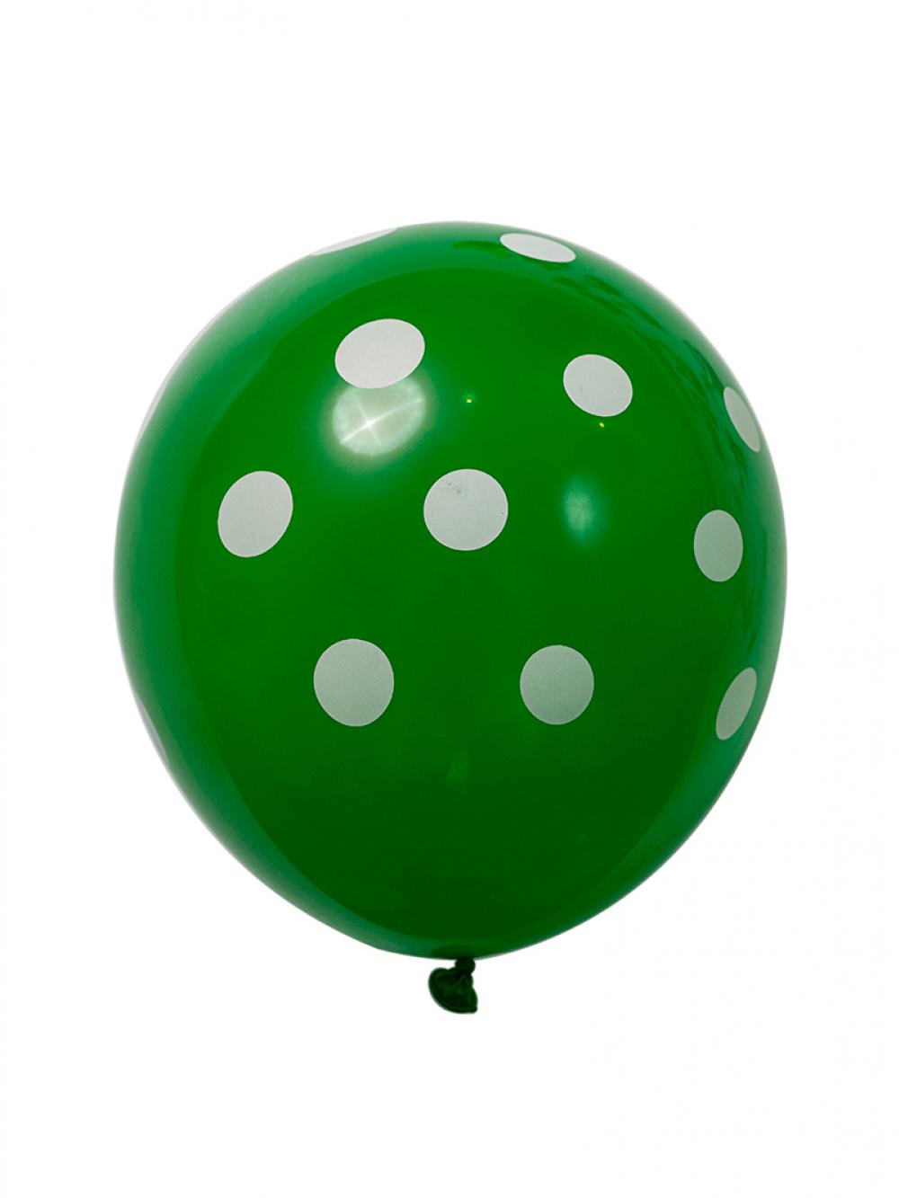 12 Inch Standard Polka Dot Balloons Green Balloon White Dot (100PCS)