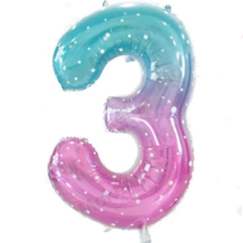 32 Inch Rainbow Foil Number Balloon 3 (1 Piece)