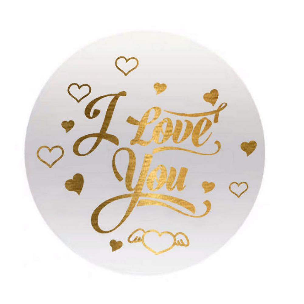 I Love you  Balloon Sticker  Gold