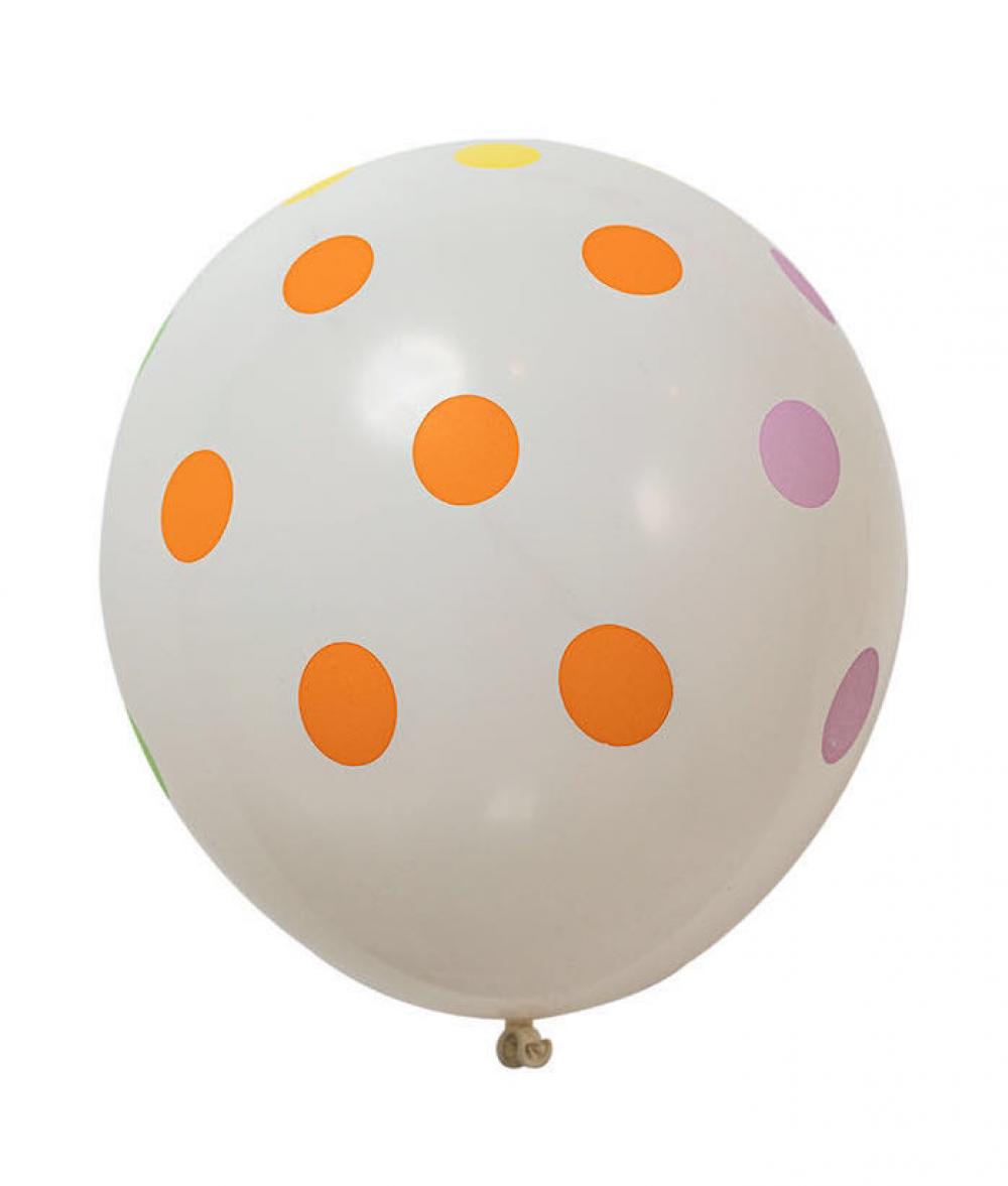 12 Inch Standard Polka Dot Balloons White Balloon Mixed Dot (10PCS)