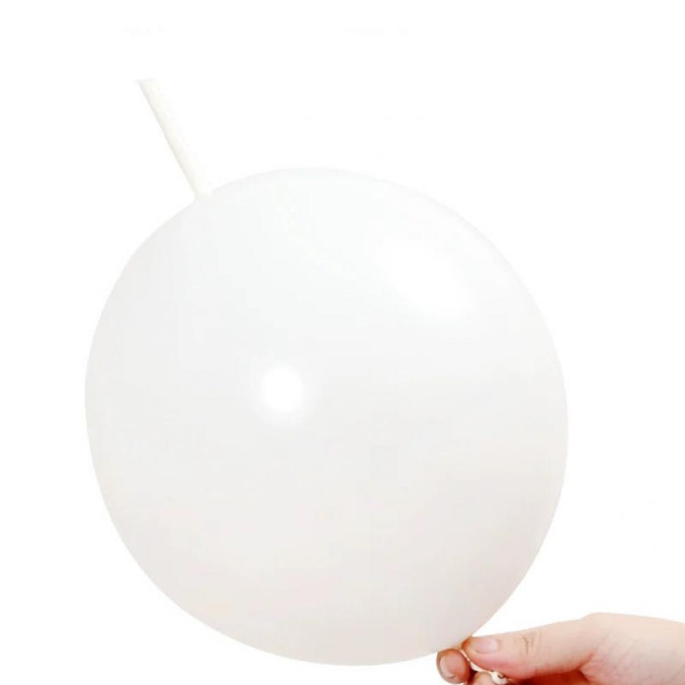 10 Inch Link Tail Latex Balloons White (100PCS)