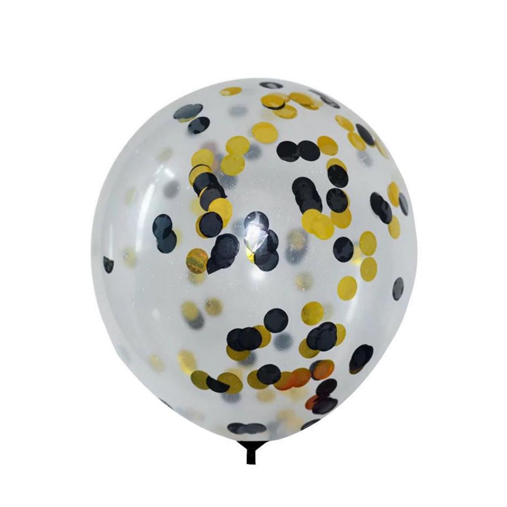 12 Inch Standard Confetti Balloon Gold and Black (1PCS)