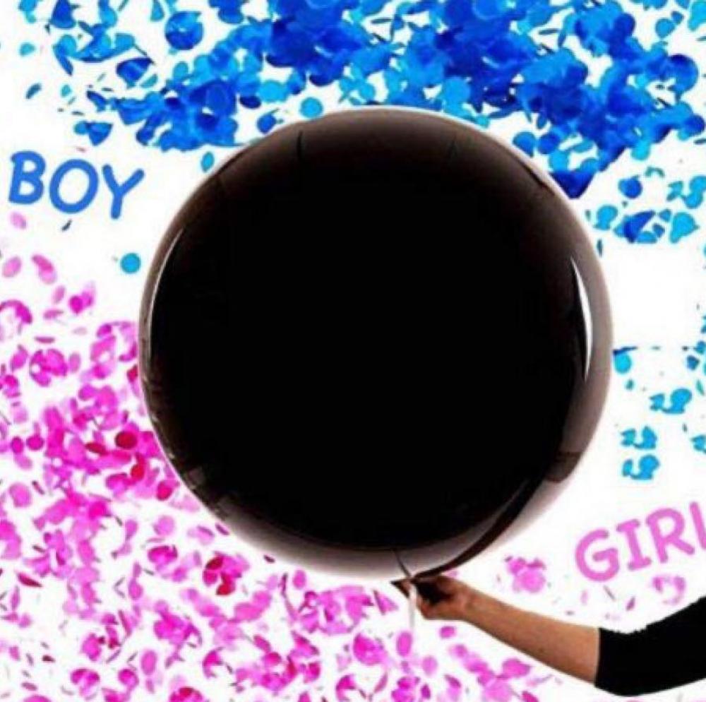 36 Inch Giant Gender Reveal Balloon with Pink and Blue Confettis