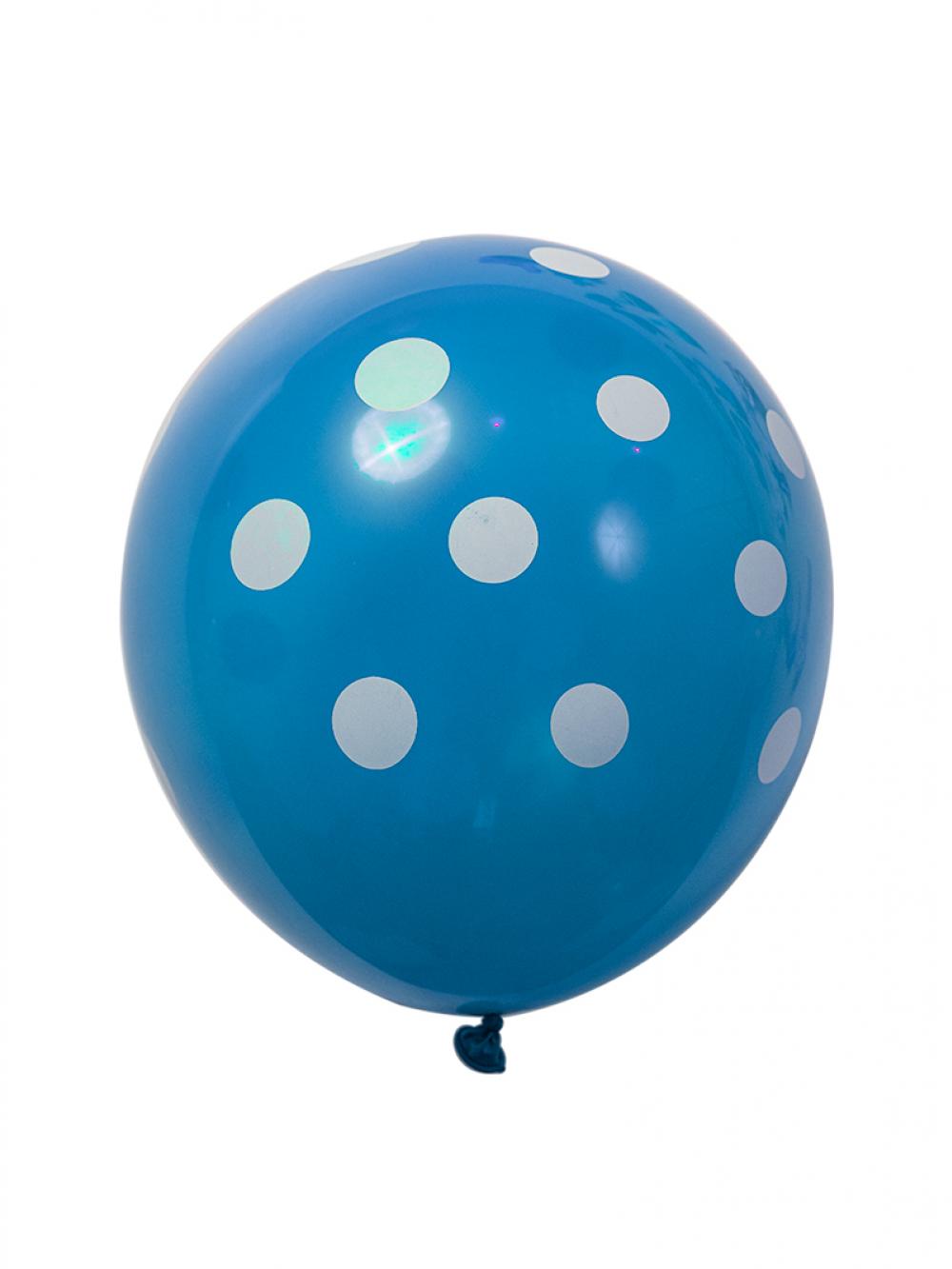 12 Inch Standard Polka Dot Balloons Sky Blue Balloon White Dot (10PCS)