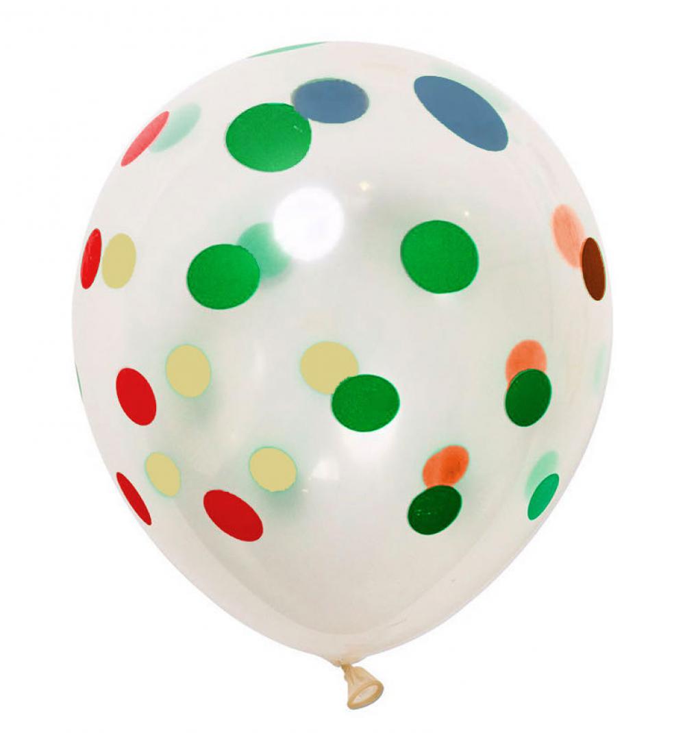 12 Inch Standard Polka Dot Balloons Clear/Mixed Cololur Dot (100PCS)