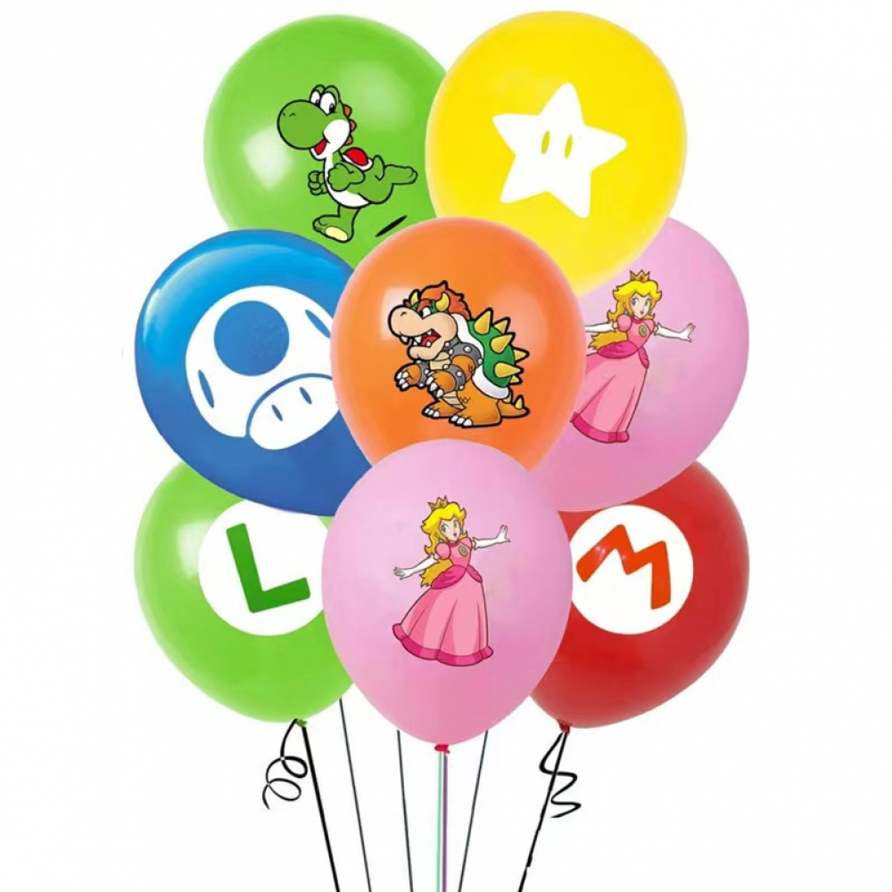 12 Inch Super Mario Printed Balloon  Set (14 PCS)
