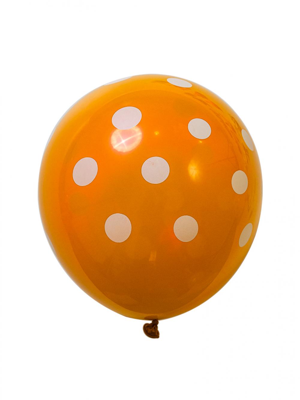 12 Inch Standard Polka Dot Balloons Orange Balloon White Dot  (10PCS)