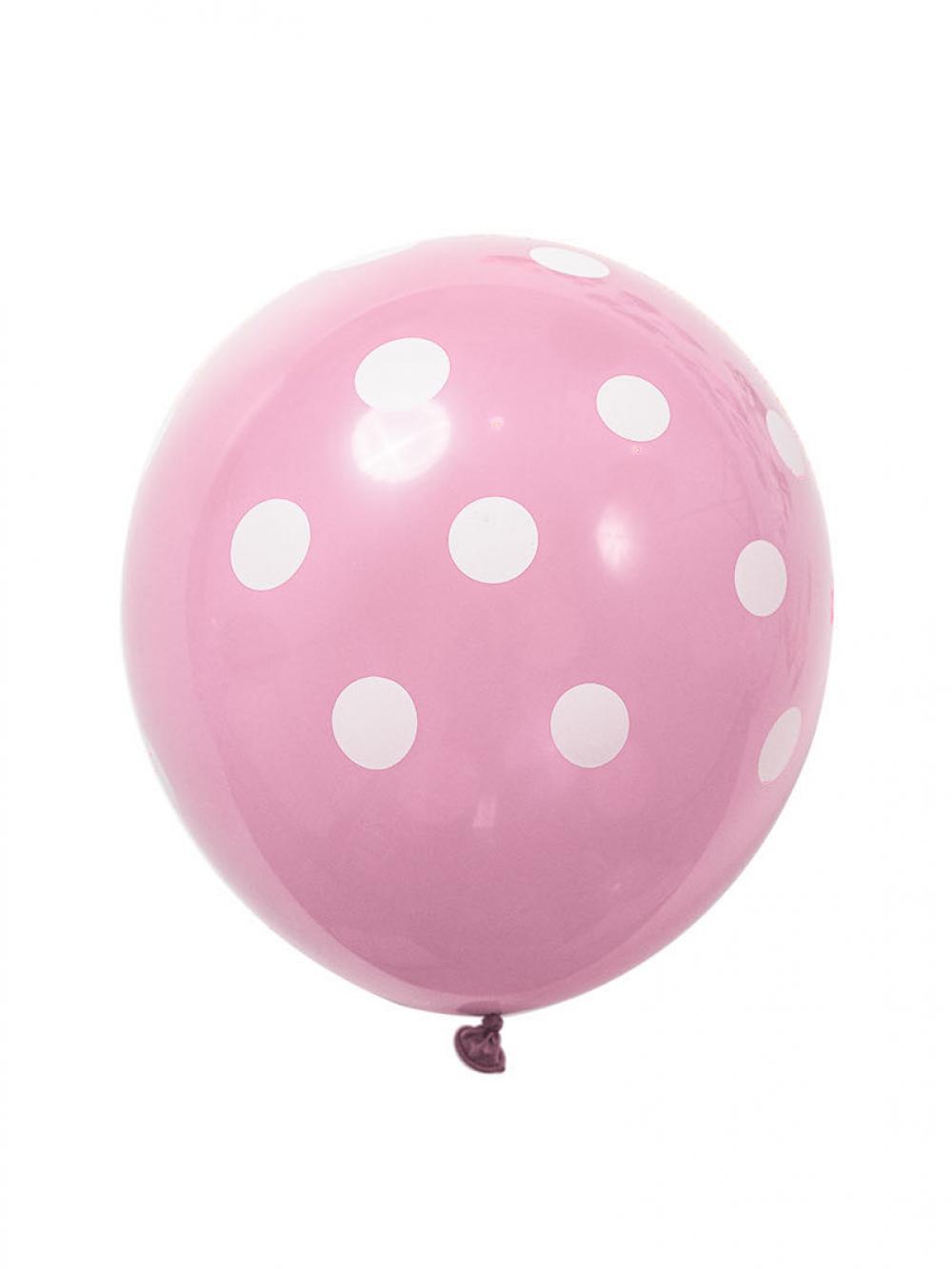 12 Inch Standard Polka Dot Balloons Pale Pink Balloon White Dot (100PCS)