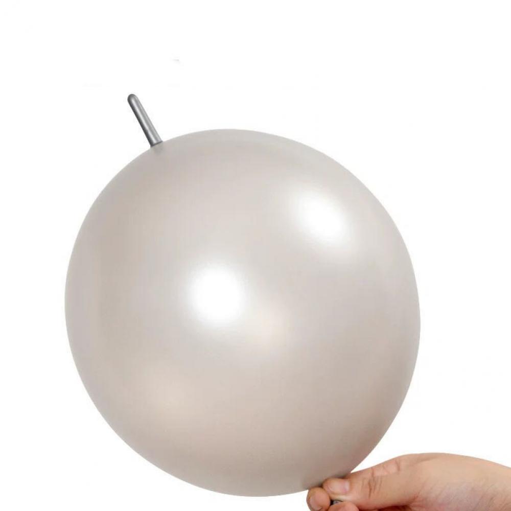 10 Inch Link Tail Latex Balloons Sliver (100PCS)