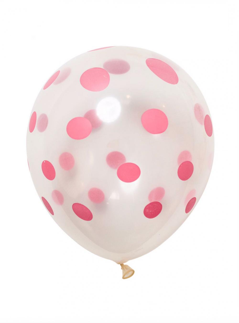 12 Inch Standard Polka Dot Balloons ClearBalloon Pink Dot (100PCS)