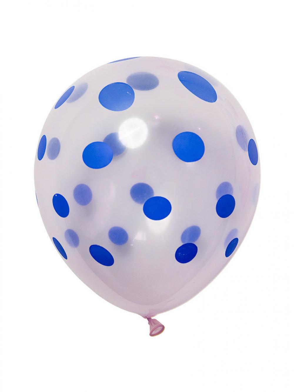 12 Inch Standard Polka Dot Balloons Clear Balloon Blue Dot (100PCS)