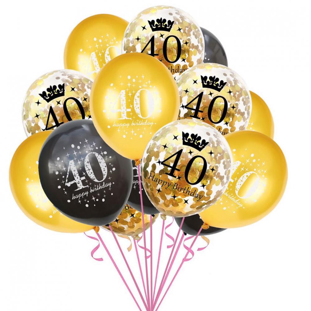 12 Inch Printed Balloon 40th Birthday Set (15PCS)