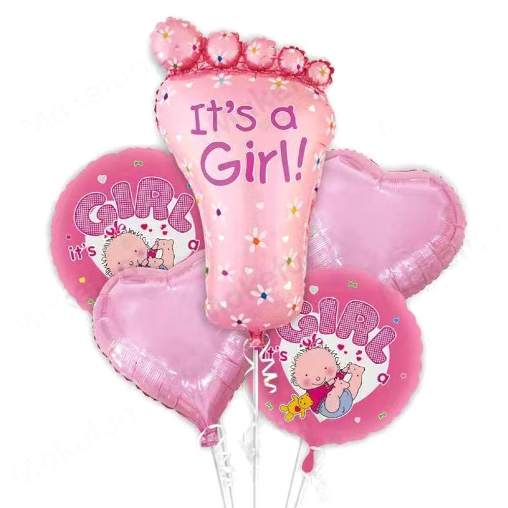 Foil Balloon Set Baby Girl Feet (5PCS)