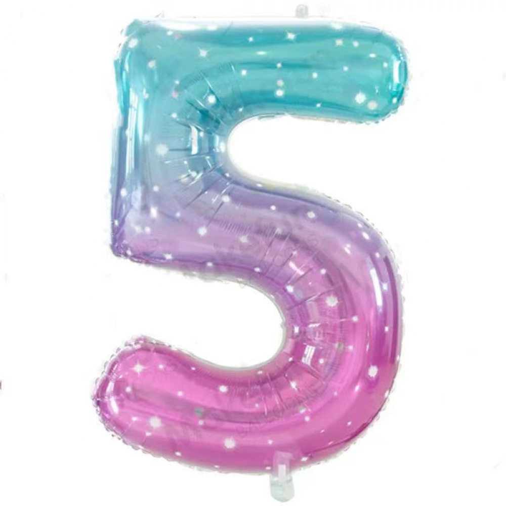 32 Inch Rainbow Foil Number Balloon 5 (1 Piece)