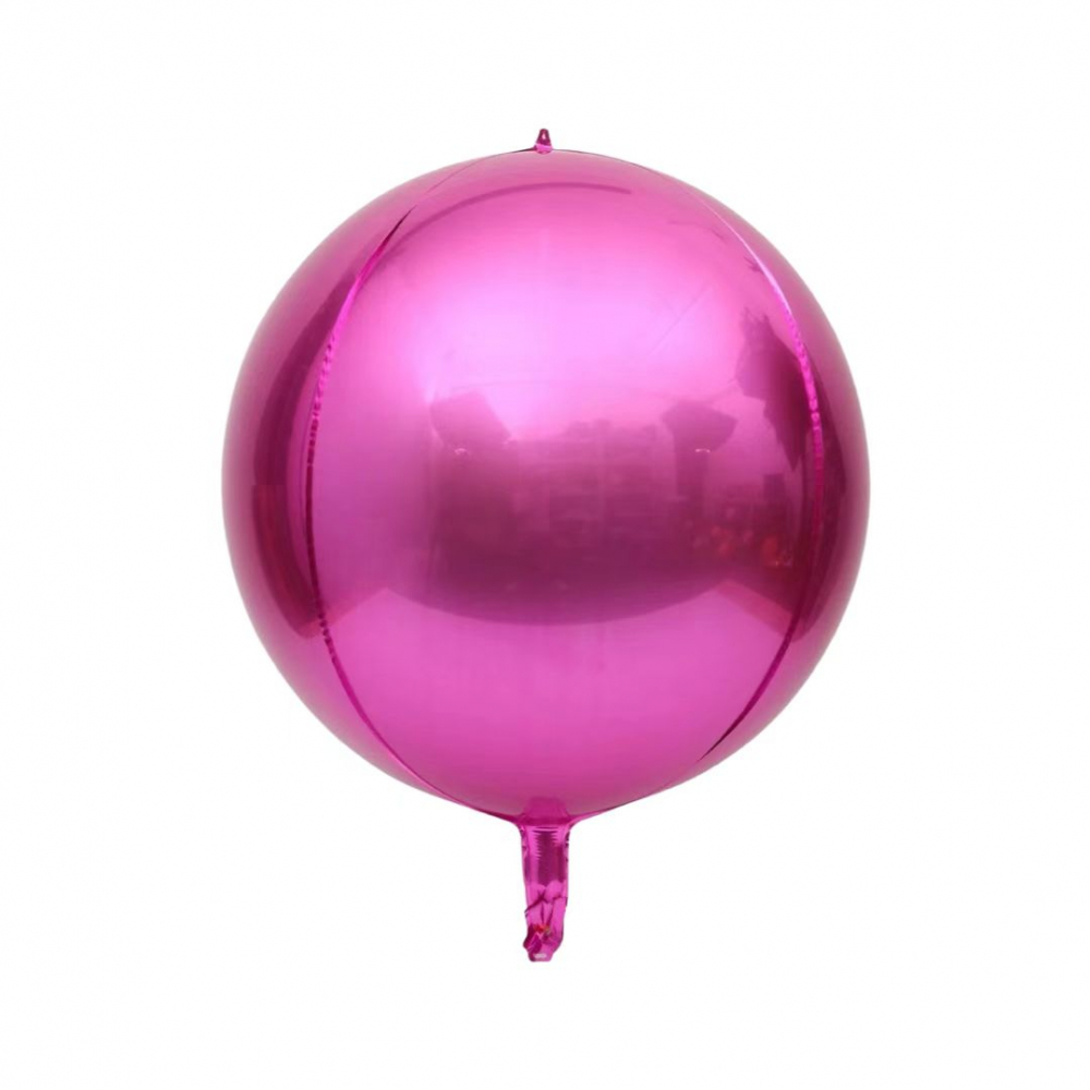 10 Inch 4D Round Sphere Shape Foil Balloon Hot Pink  (1PCS)