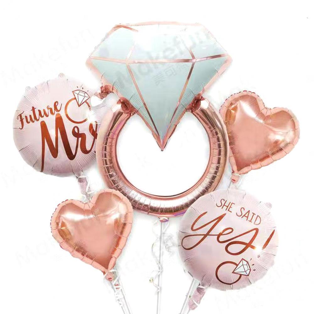 Foil Balloon Set Diamond Ring  (5PCS)