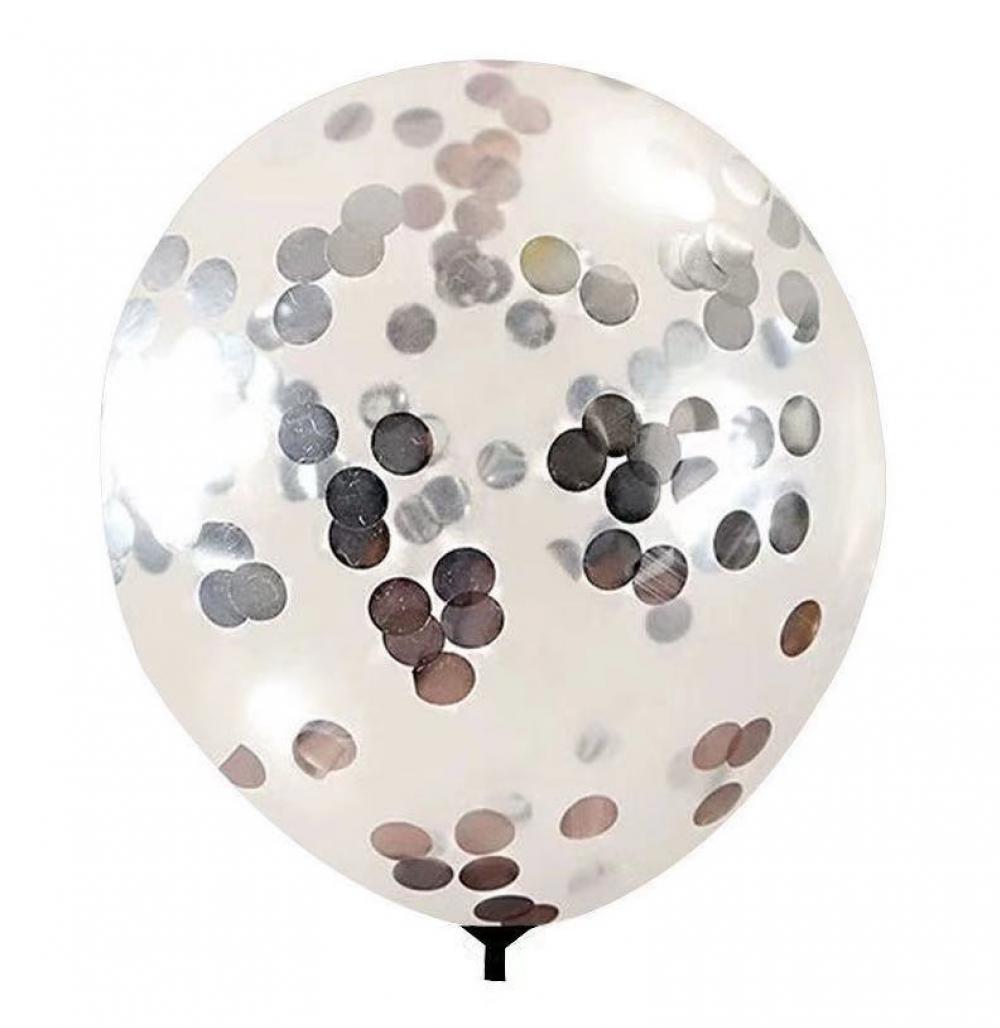 18 Inch Standard Confetti Balloon Sliver