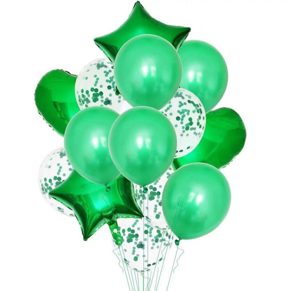 Foil Balloon Star Heart  Green (14pcs)