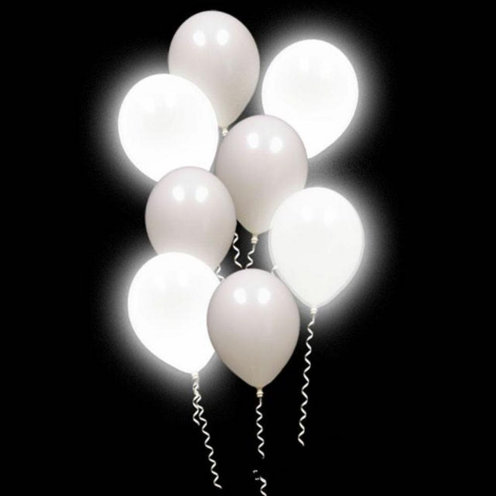 12 Inch LED Glow Flash Balloon White (5PCS)