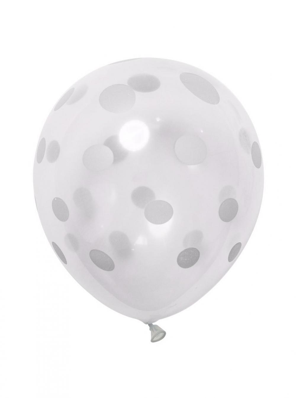 12 Inch Standard Polka Dot Balloons Clear Balloon White Dot (100PCS)