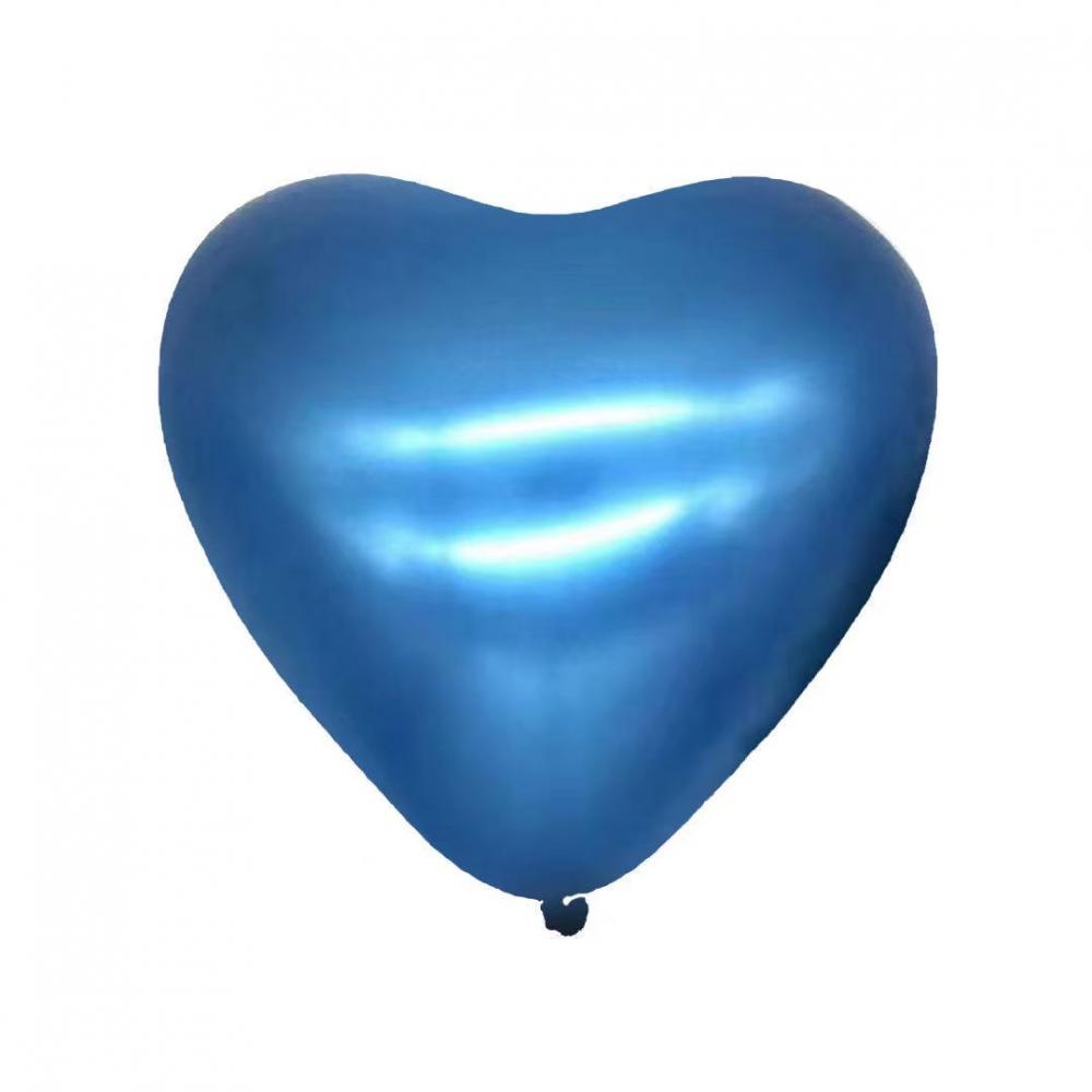 10 Inch Heart Shape Chrome Balloon Chrome Blue  (10PCS)