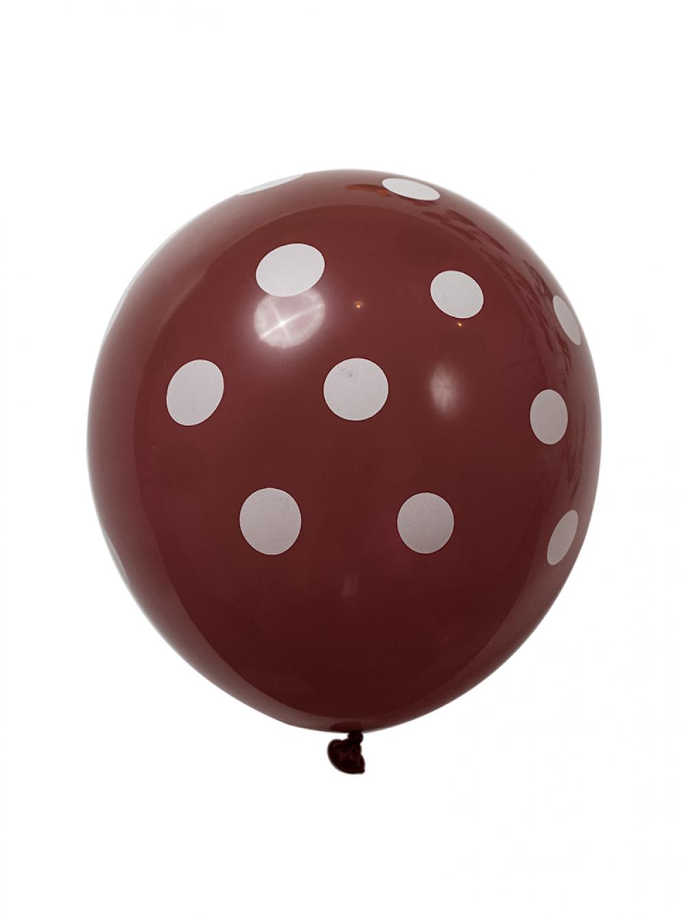 12 Inch Standard Polka Dot Balloons Coffee Balloon White Dot (10PCS)