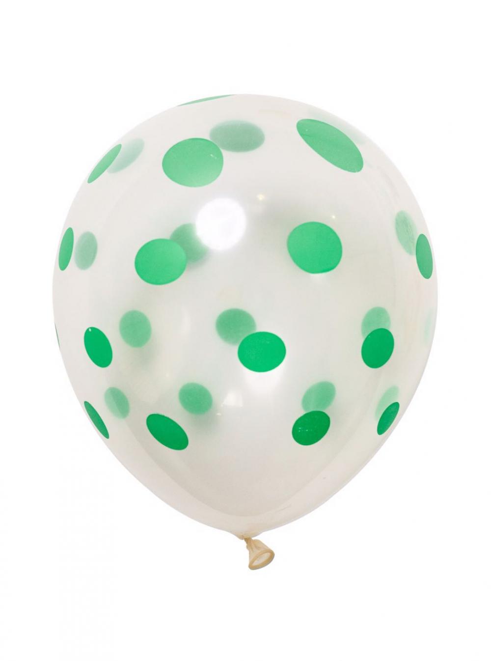 12 Inch Standard Polka Dot Balloons Clear Balloon Green Dot (100PCS)