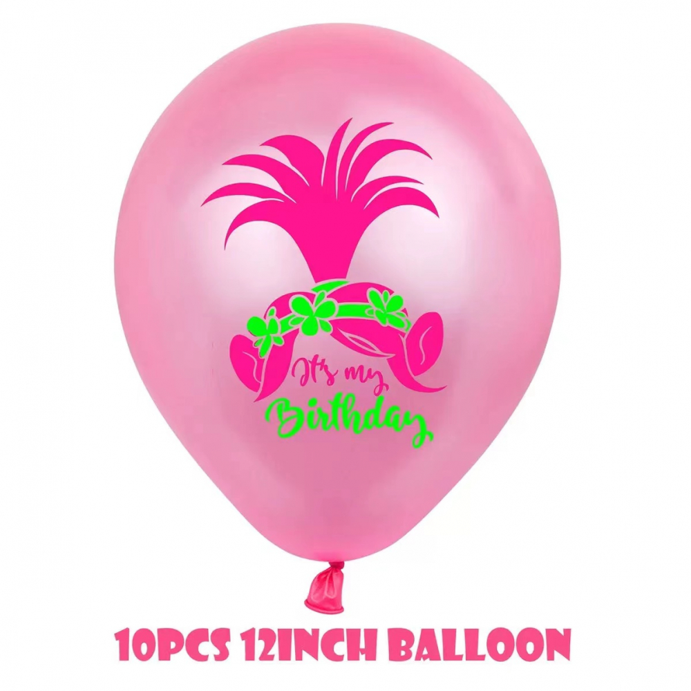 12 Inch Printed Balloon Trolls Pink (10PCS)