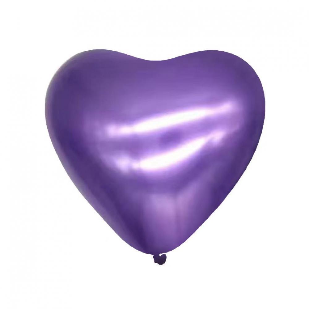 10 Inch Heart Shape Chrome Balloon Chrome Purple (10PCS)