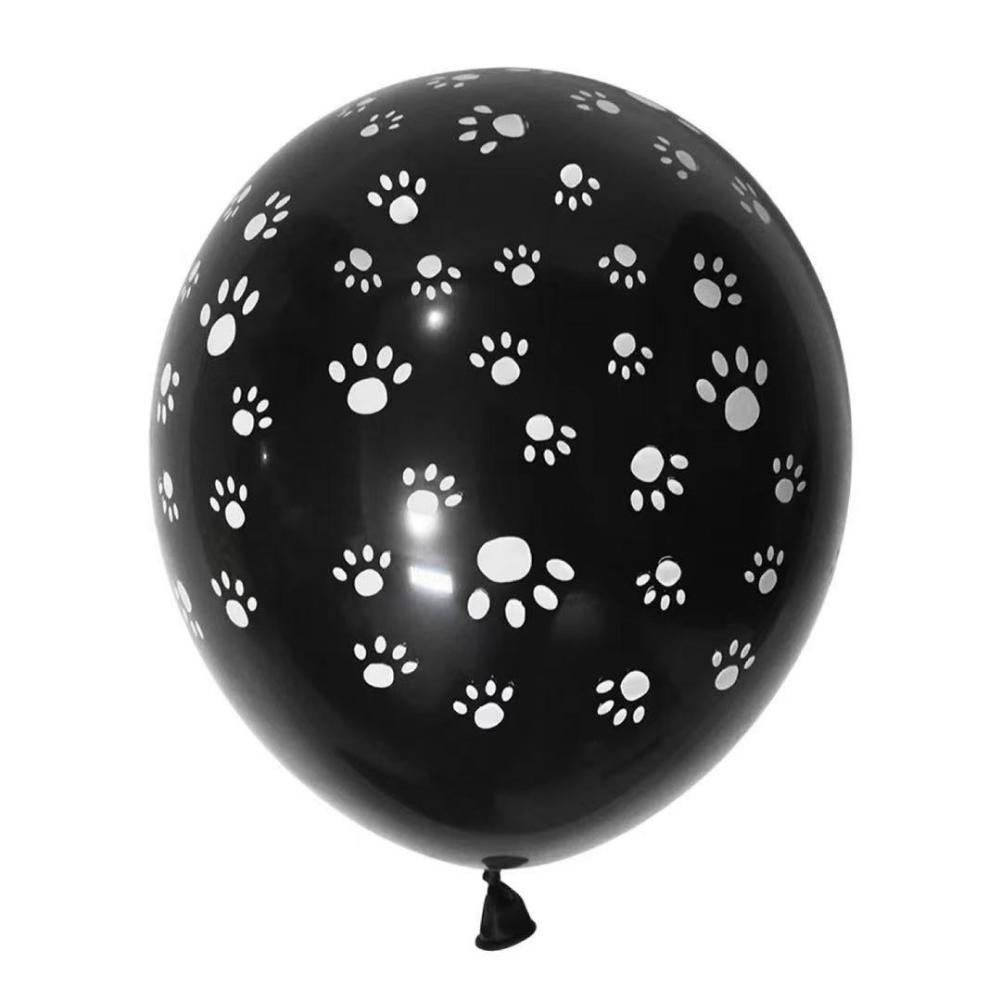 Animal Pattern Latex Balloon Dog Footprint Black (10pcs)