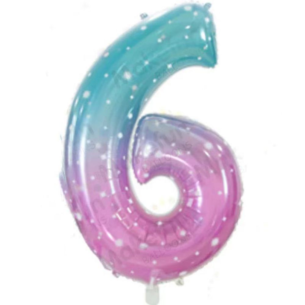 32 Inch Rainbow Foil Number Balloon 6 (1 Piece)