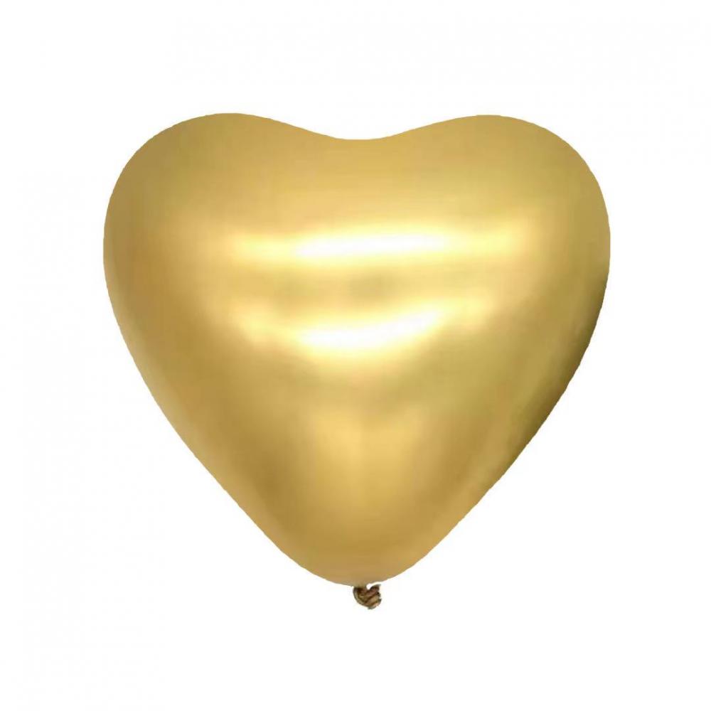 10 Inch Heart Shape Chrome Balloon Chrome Gold (10PCS)