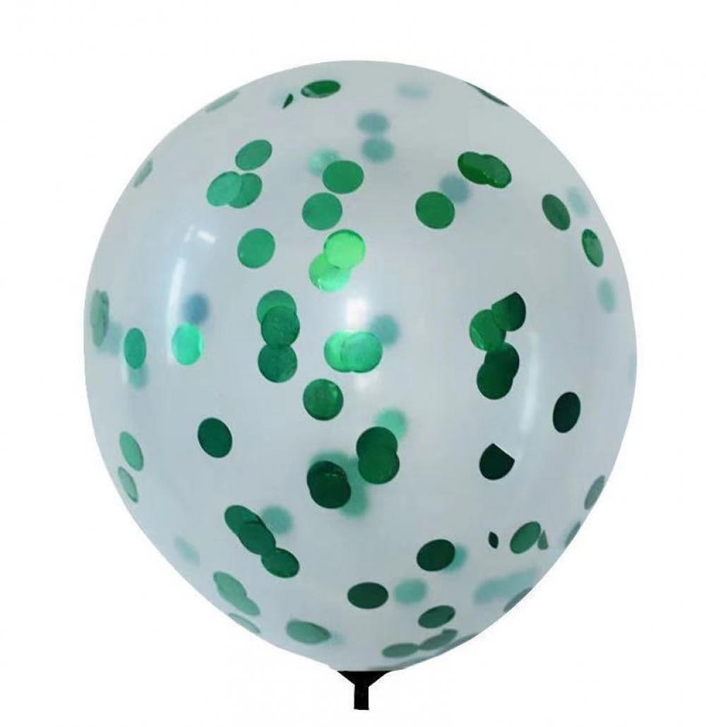 18 Inch Standard Confetti Balloon Green