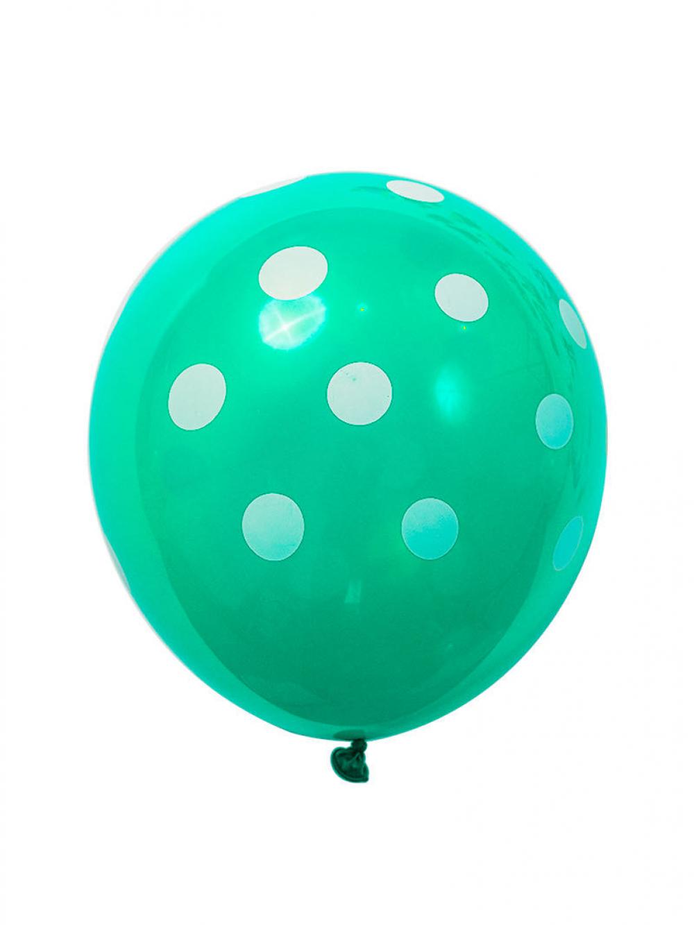 12 Inch Standard Polka Dot Balloons Tiffany Blue Balloon White Dot  (10PCS)
