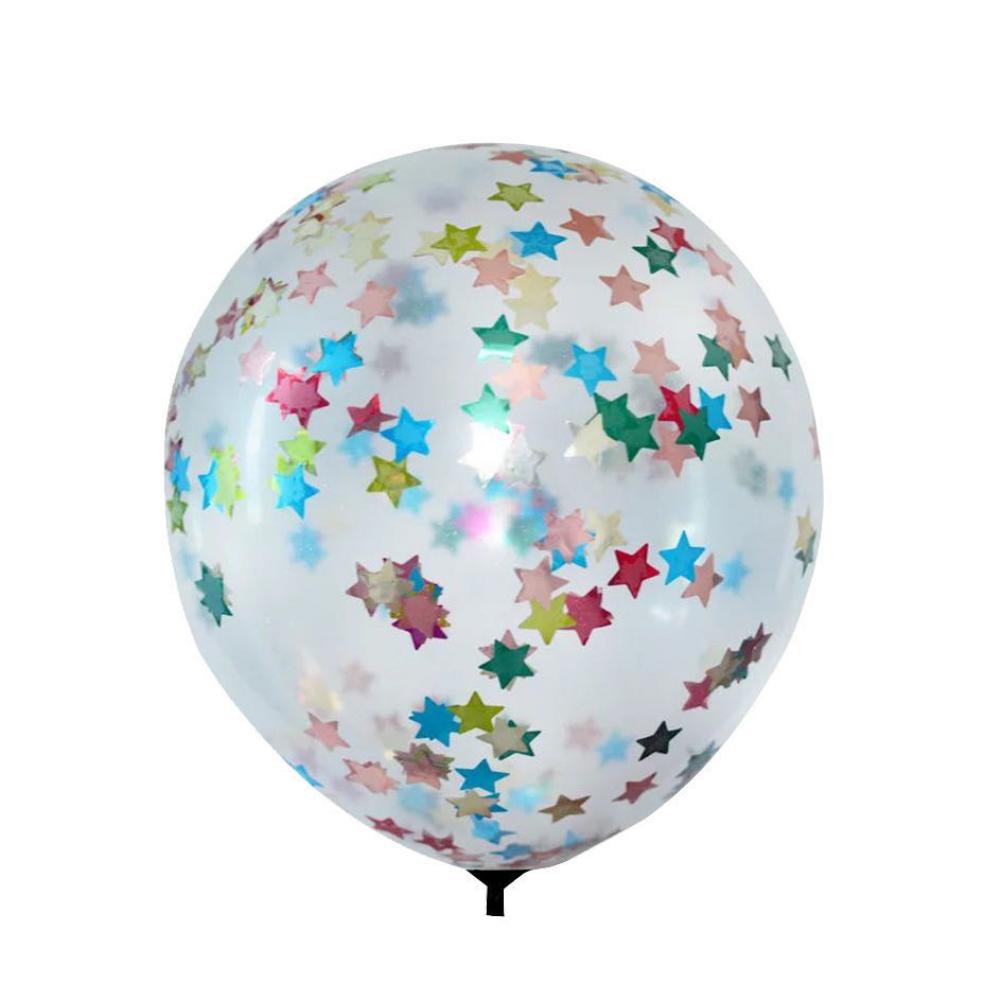 12 Inch Standard Confetti Balloon Mixed Stars (1PCS)