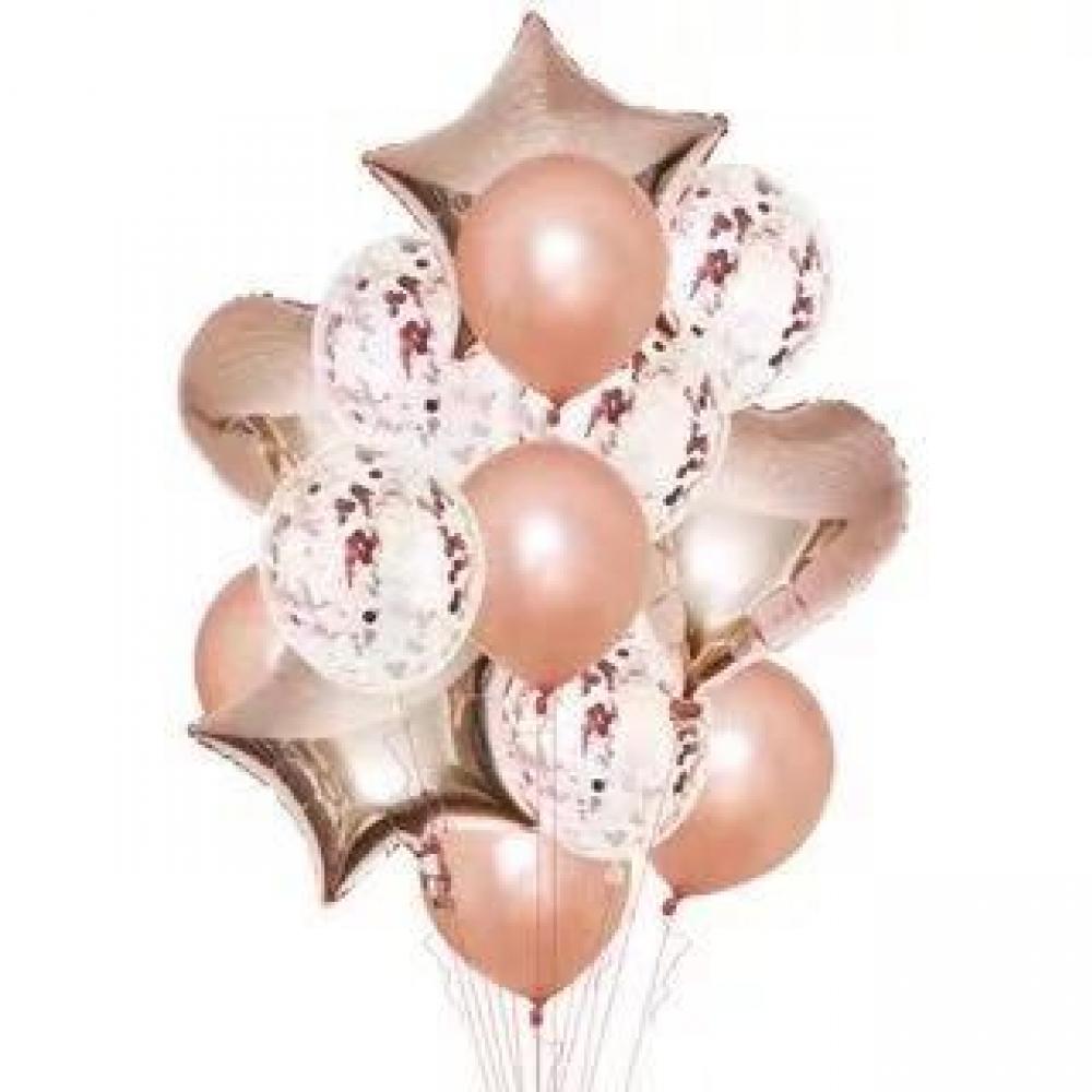 Foil Balloon Star Heart  RoseGold (14pcs)