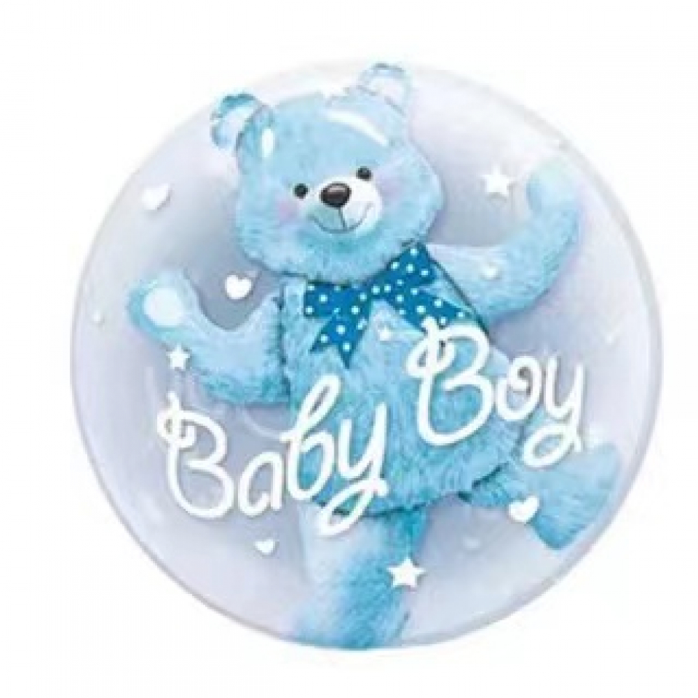 24 Inch Foil Bear in Bubble Balloon Blue