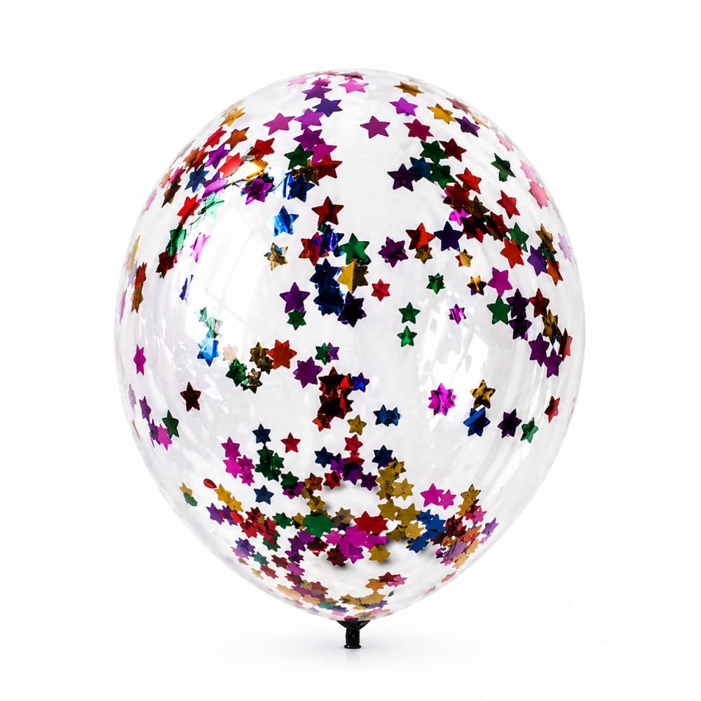12 Inch Standard Confetti Balloon Mixed Stars (1PCS)
