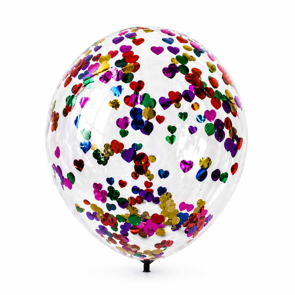 12 Inch Standard Confetti Balloon Mixed Hearts  (1PCS)