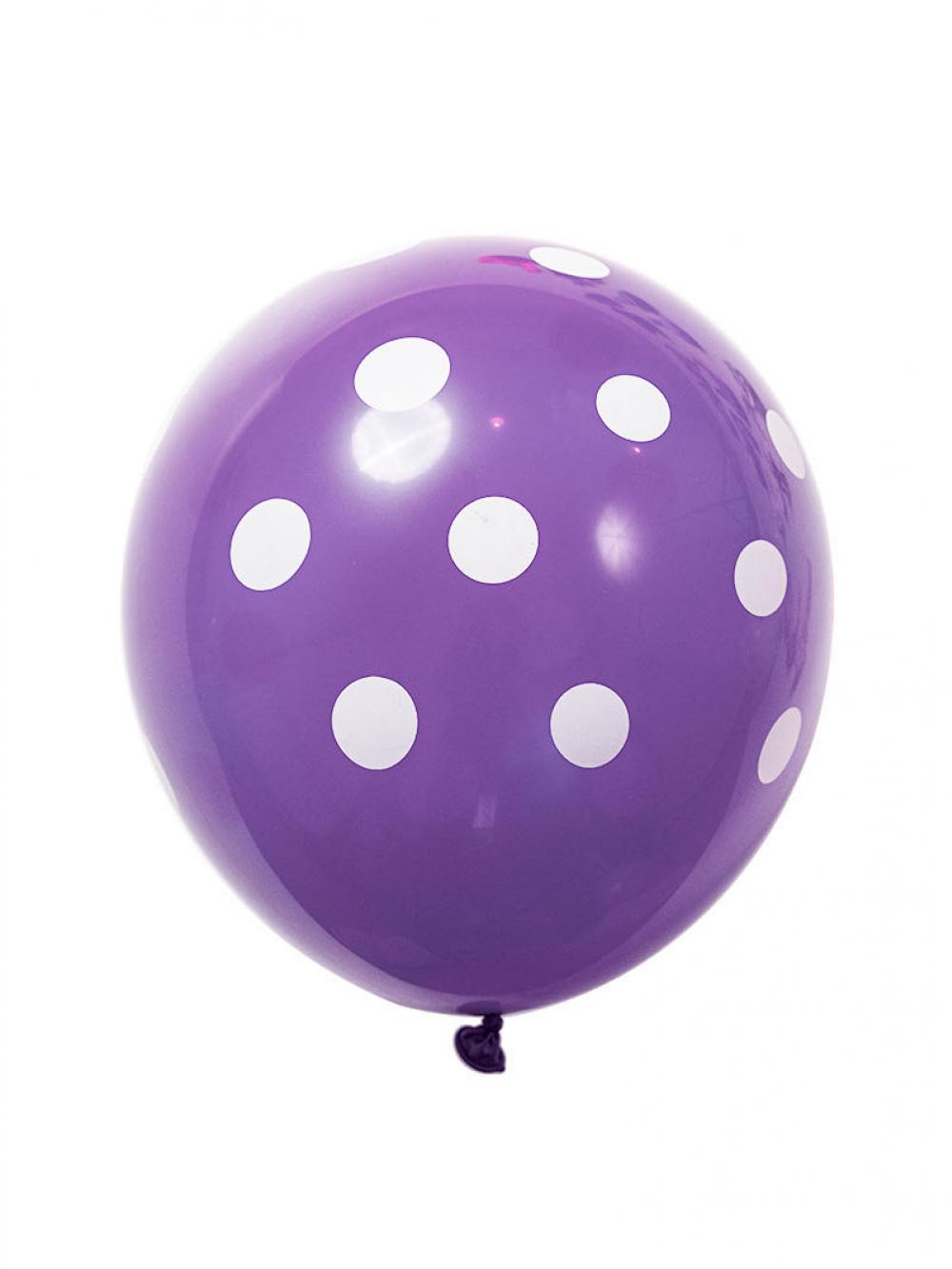 12 Inch Standard Polka Dot Balloons Purple Balloon White Dot  (100PCS)