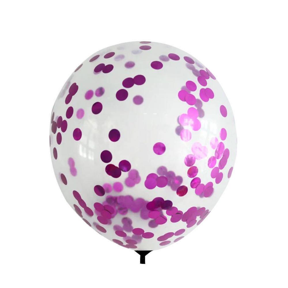 12 Inch Standard Confetti Balloon Hot Pink (1PCS)