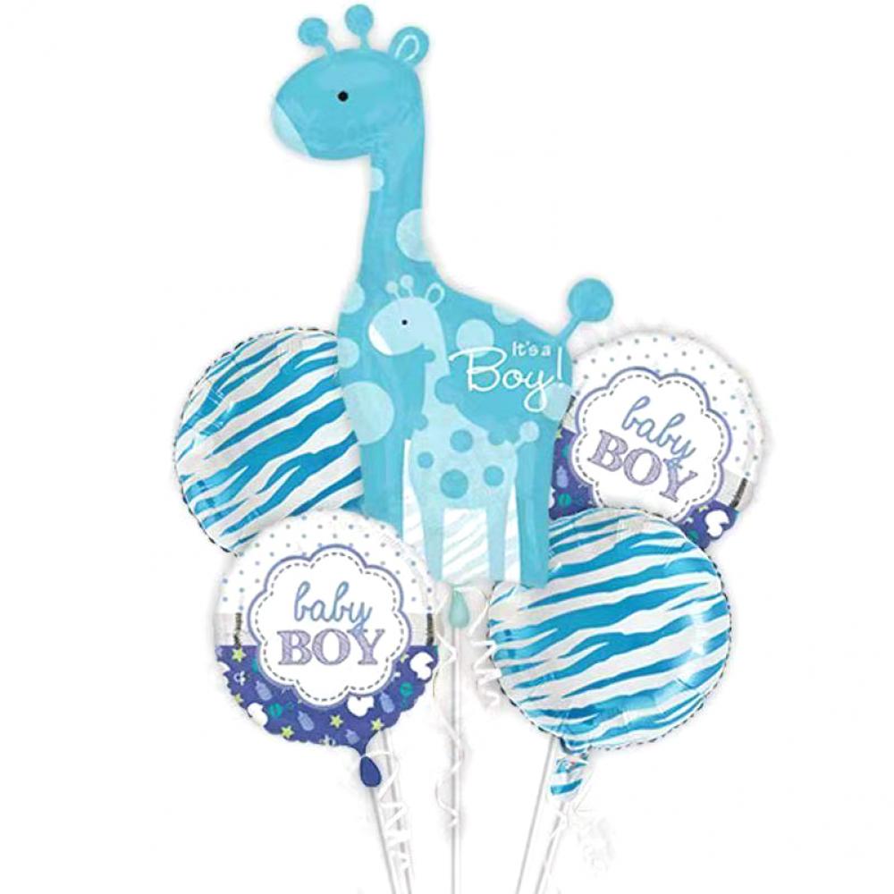Foil Balloon Set Giraffee Blue  (5PCS)